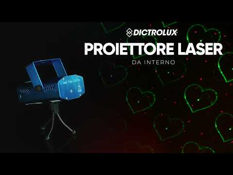 DICTROLUX - Proiettore Laser da Interno Rosso e Verde con 14 Effetti Luminosi, Funzione Music e Treppiede Regolabile