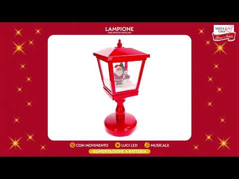 VESTIAMO CASA GRAN NATALE - Lampione Luminosa Natalizio con Neve e Musica h31 cm