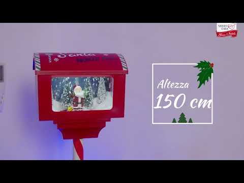 VESTIAMO CASA GRAN NATALE - Cassetta Postale Natalizia Luminosa Babbo Natale con Effetto Neve e Musica Santa North Pole - h150x27x20 cm