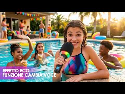 IDANCE - Microfono Karaoke 7 in 1 Party Mic PM20M con Speaker Bluetooth 20W - Cambia Voce, Effetto Eco e Luci LED RGB