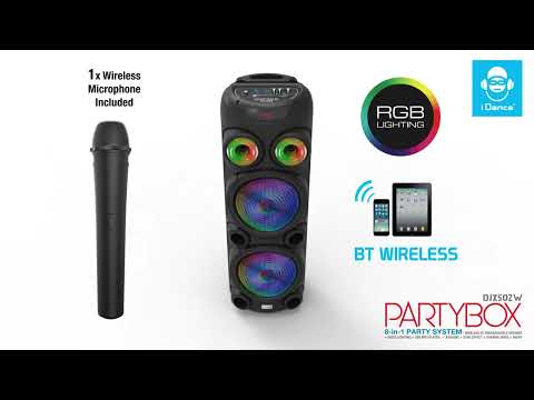IDANCE - Speaker Bluetooth Altoparlante Partybox DJX502 - 8 in 1 Party System Luci RGB, Bluetooth e Microfono Wireless