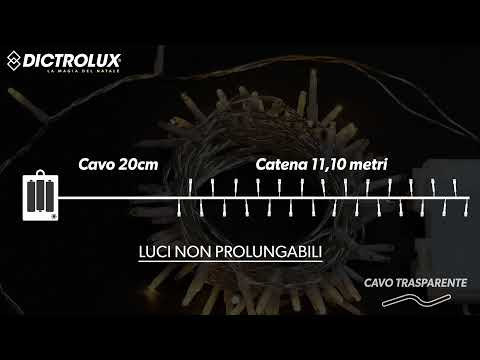 DICTROLUX - Catena Luminosa 160 LED a Batteria Bianco Caldo 11,1 metri