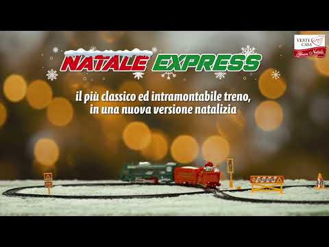 VESTIAMO CASA GRAN NATALE - Treno natalizio Natale Express set 23 pezzi - Lunghezza ferrovia 270 cm