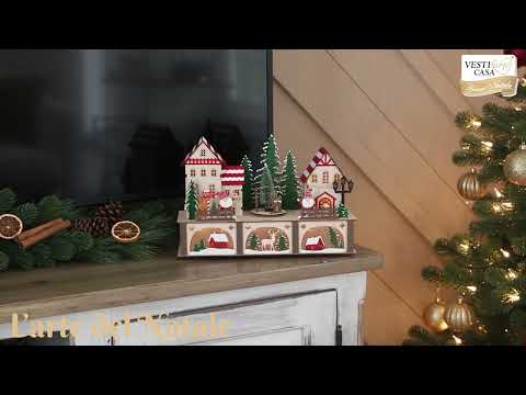 VESTIAMO CASA GRAN NATALE - Villaggio Natalizio Luminoso “Borgo Magico” in Legno con LED Bianco Caldo h20 cm