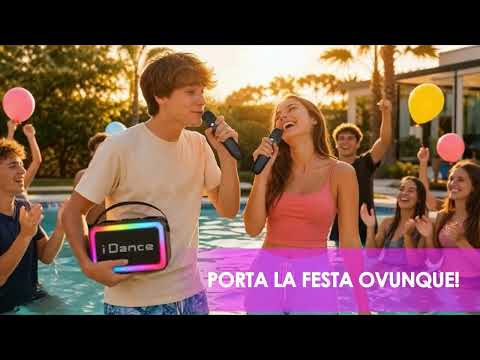 IDANCE - Party Speaker Bluetooth 9M12B con 2 Microfoni Wireless, Luci LED RGB e MP3