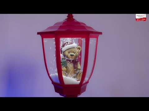 VESTIAMO CASA GRAN NATALE - Lampione Natalizio Luminoso Orsetto con Effetto Neve e Musica - h150x30x30 cm