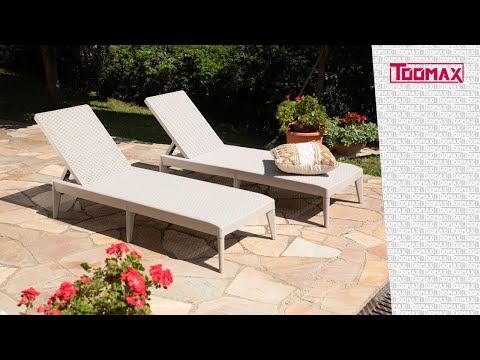 TOOMAX - Lettino da esterno Numana Effetto Rattan Bianco con schienale regolabile - h29x186x60 cm