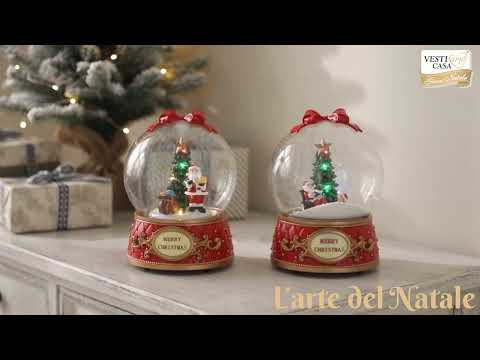 VESTIAMO CASA GRAN NATALE - Sfera Natalizia Musicale con Effetto Neve e 13 LED Multicolor a a Batterie h29 cm
