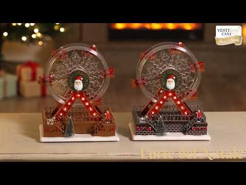 VESTIAMO CASA GRAN NATALE - Giostrina Panoramica Natalizia Luminosa e Musicale LED a Batterie h28 cm