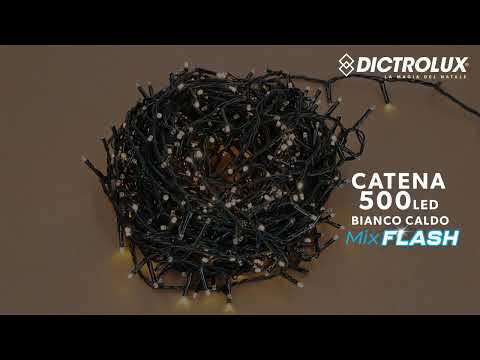 DICTROLUX - Catena Luminosa 500 Led Bianco Caldo Compact Mix Flash - 25 metri di catena luminosa