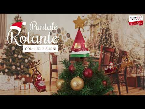 VESTIAMO CASA GRAN NATALE - Puntale Rotante con Slitte per Albero di Natale - h41x65 cm