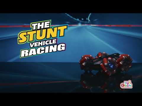 TU GIOCHI - Auto Radiocomandata The Stunt Vehicle Racing con Controller da Polso, Effetto Spray e Luci LED 5+ Anni