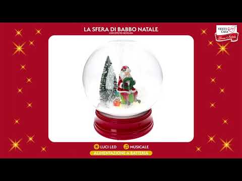 VESTIAMO CASA GRAN NATALE - Sfera di Babbo Natale luminosa con effetto neve - h24 cm x diametro 21 cm