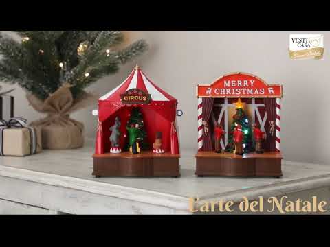 VESTIAMO CASA GRAN NATALE - Villaggio Natalizio Musicale Luminoso con Musicisti e Albero di Natale LED a Batterie h20 cm