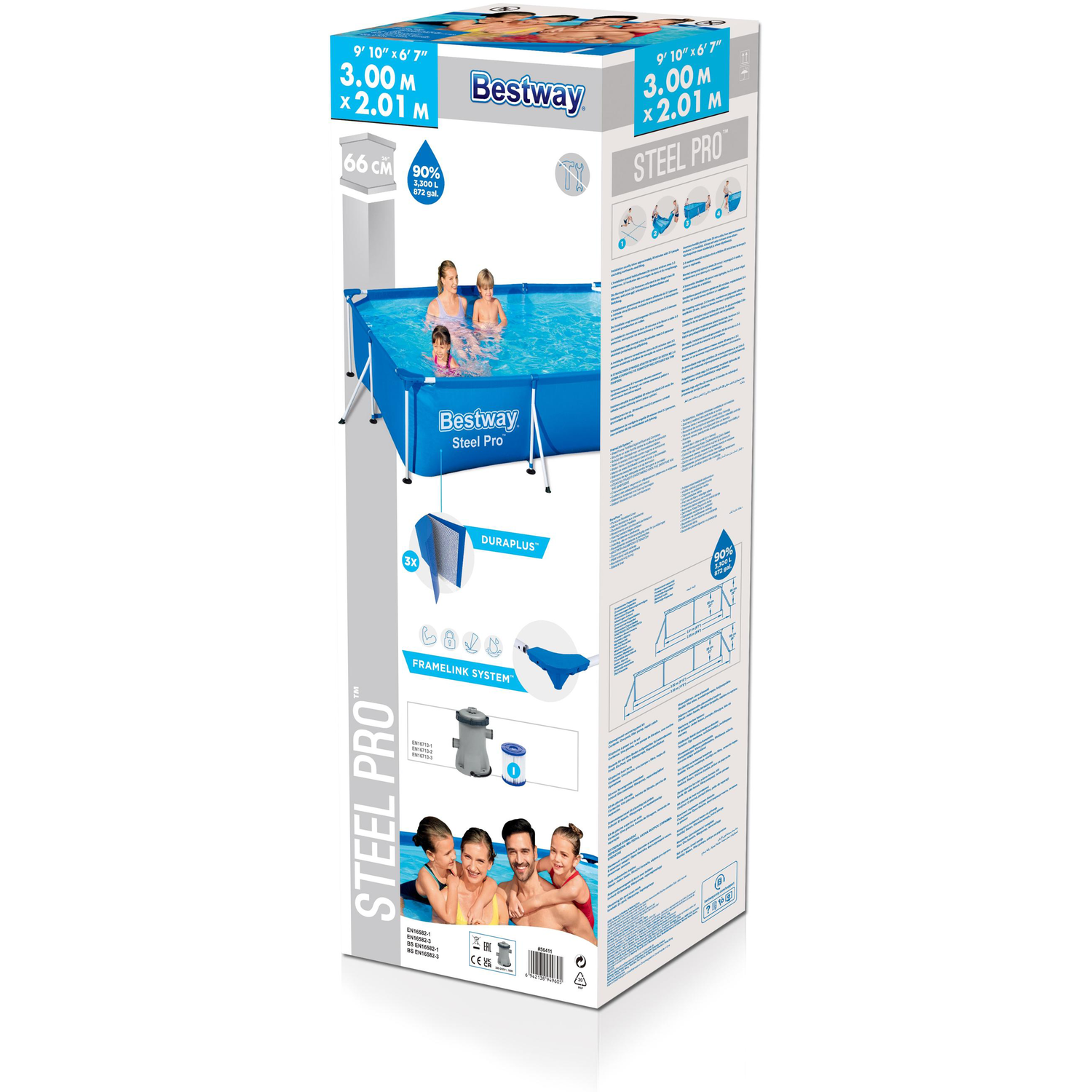 BESTWAY - Piscina rettangolare Steel Pro Frame - h66x300x201 cm