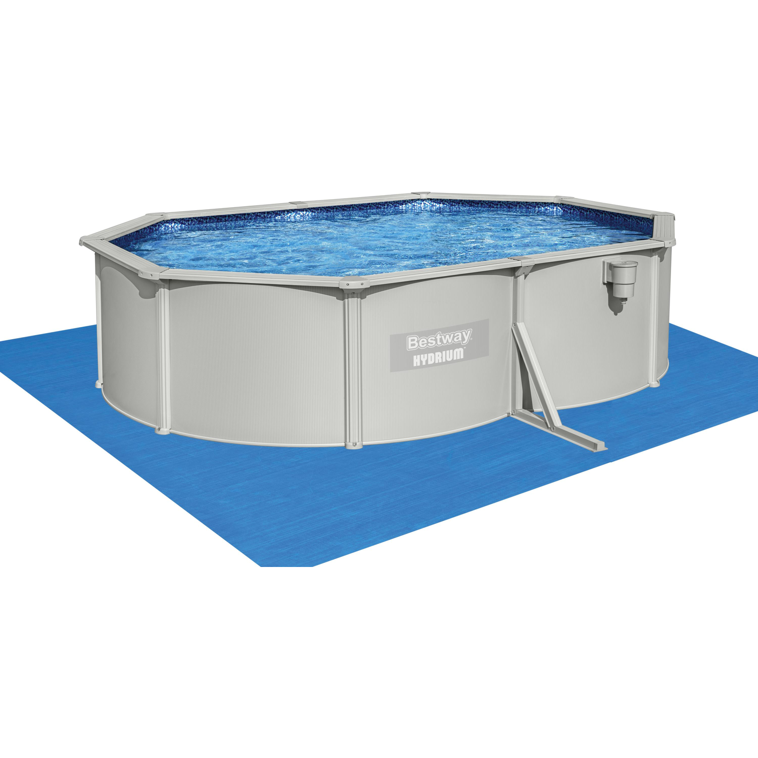 BESTWAY - Piscina fuori terra Ovale Hydrium colore grigio granito - altezza 122x500x366 cm