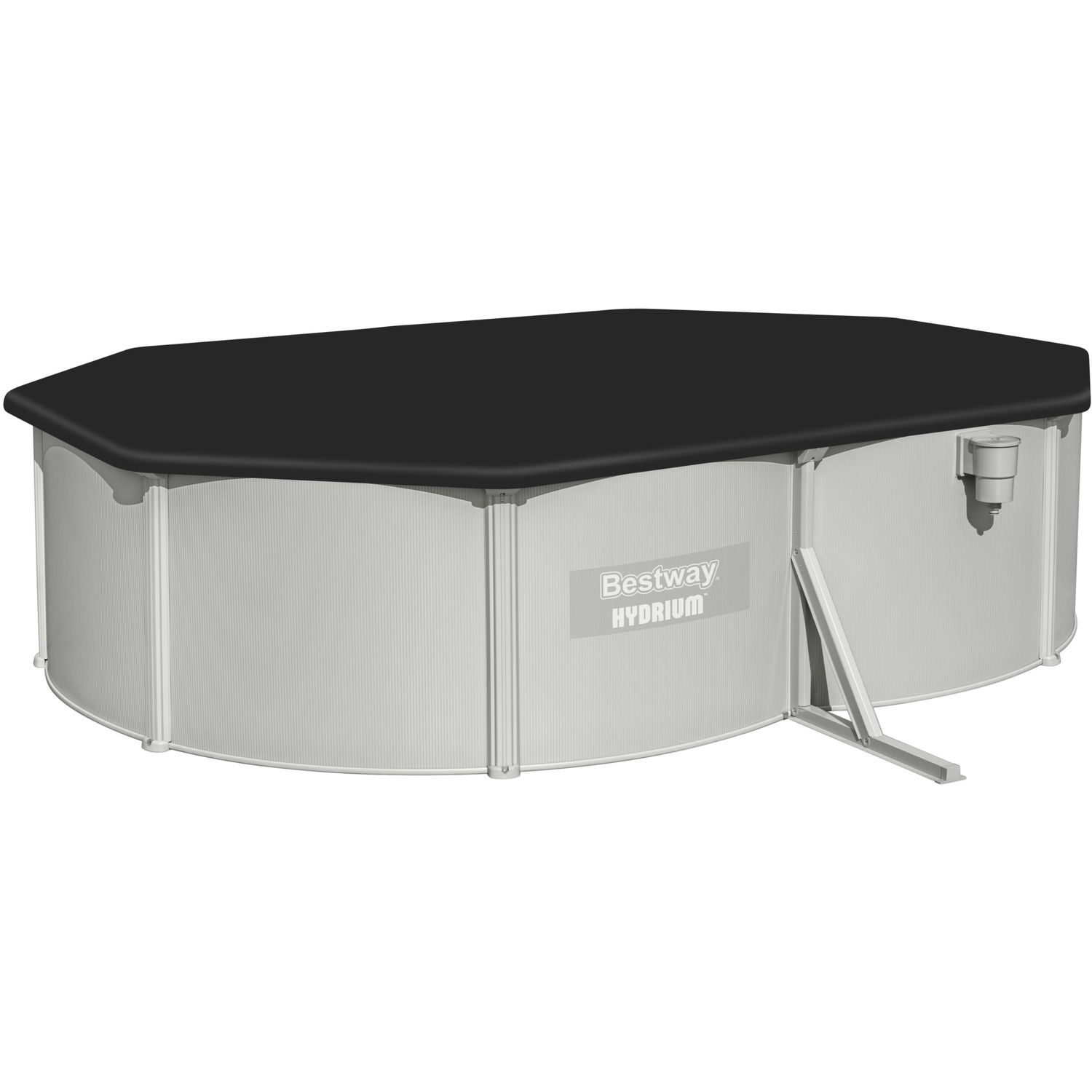 BESTWAY - Piscina fuori terra Ovale Hydrium colore grigio granito - altezza 122x500x366 cm
