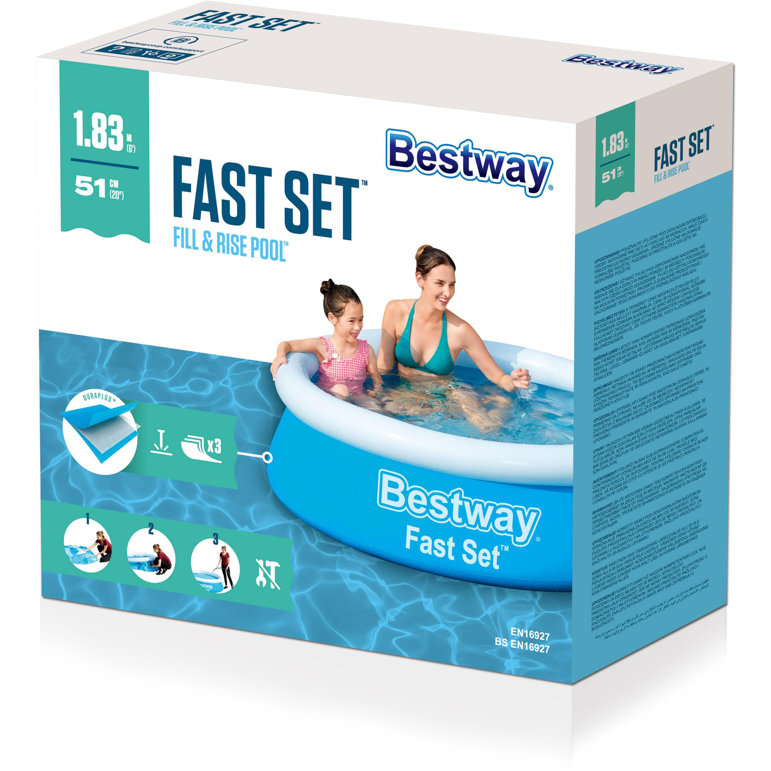 BESTWAY - Piscina fuori terra gonfiabile Fast Set - altezza 51cm diametro 183cm