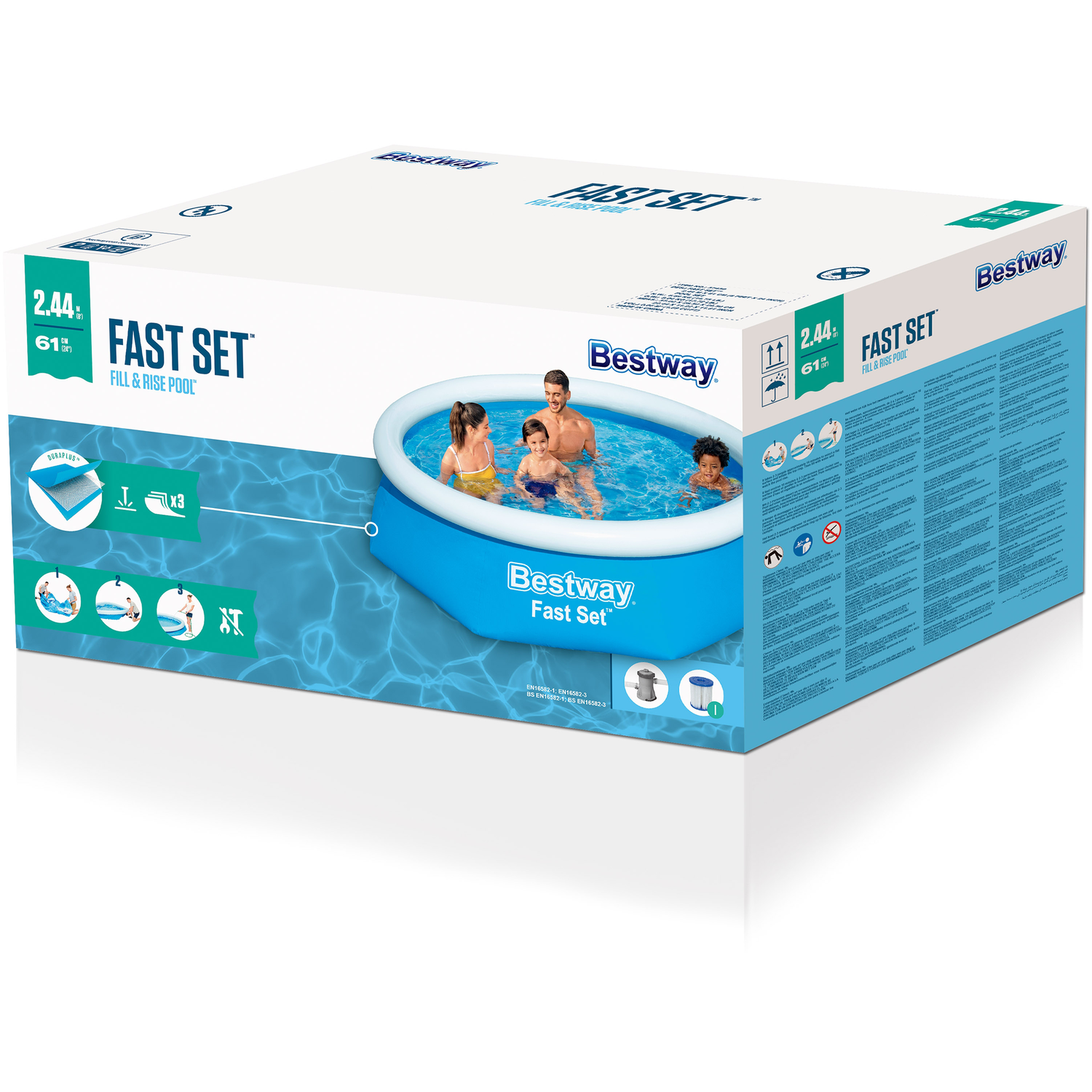 BESTWAY - Piscina fuori terra gonfiabile Fast Set - altezza 61cm diametro 244cm