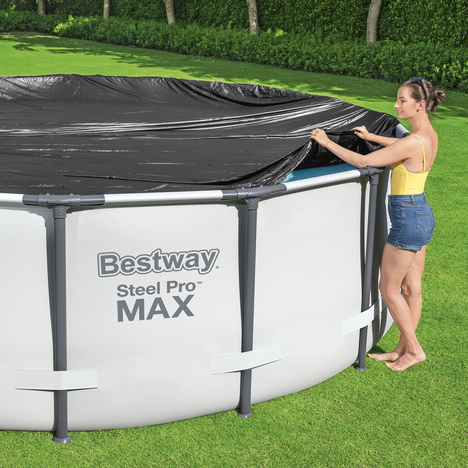 BESTWAY - Copertura rotonda per piscina fuori terra Steel Pro con diametro fino a 305 cm