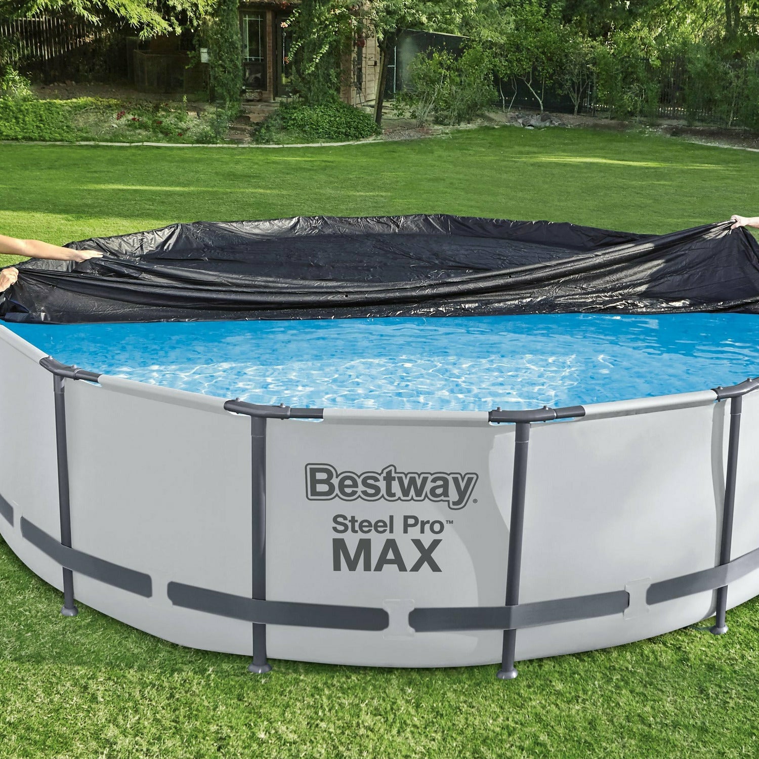 BESTWAY - Copertura rotonda per piscina fuori terra Steel Pro, Steel Pro MAX e Fast Set con diametro fino a 366 cm