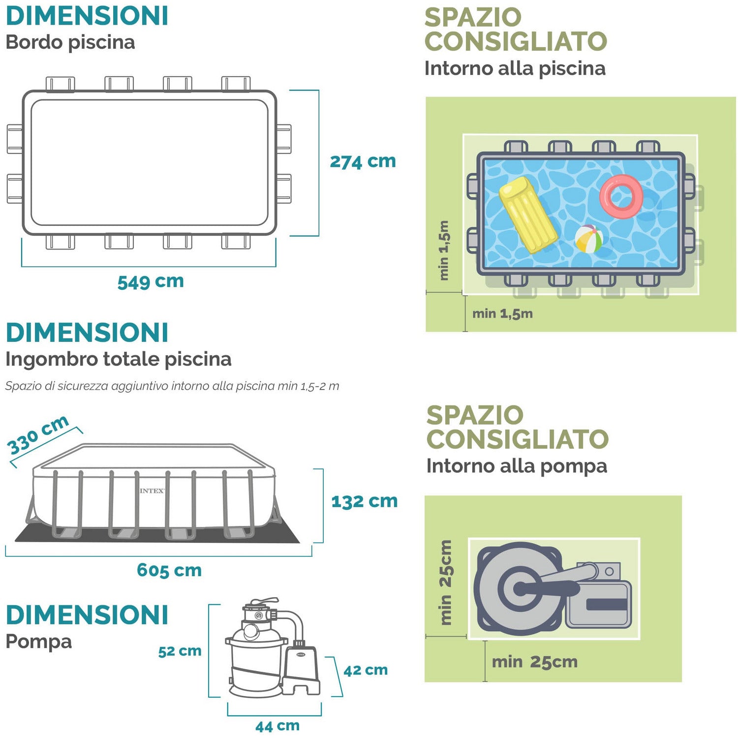 INTEX - Piscina Rettangolare Ultra XTR Frame - altezza 132x549x274 cm