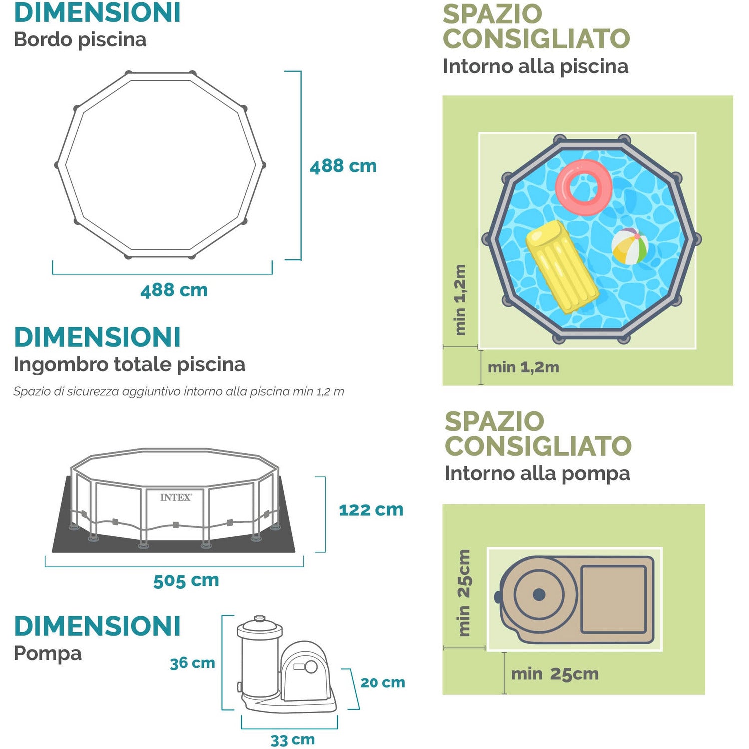 INTEX - Piscina Rotonda Prisma Frame Clearview - altezza 122 cm diametro 488 cm