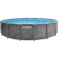 INTEX - Piscina Rotonda Prism Frame Greywood - altezza 122 cm diametro 457 cm