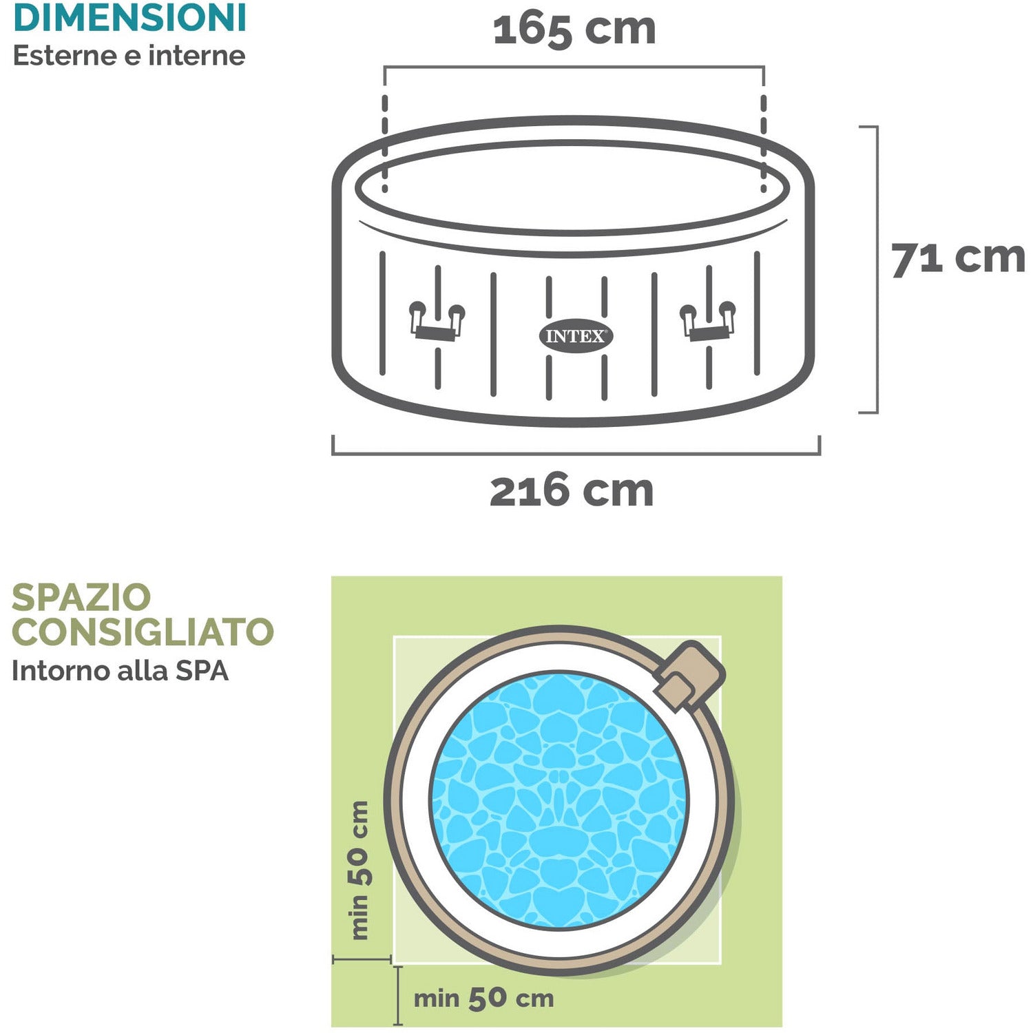 INTEX - PureSpa Bubble Glow Deluxe Idromassaggio Gonfiabile Rotonda da 6 posti - altezza 71 cm diametro 216 cm