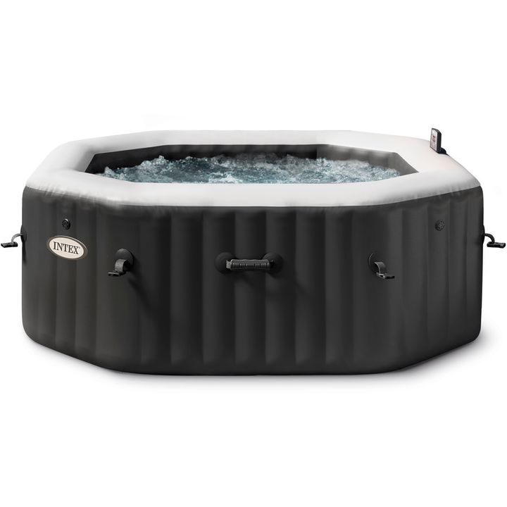 INTEX - PureSpa Bubble Glow Deluxe Idromassaggio Gonfiabile Rotonda da 4 posti colore nero - altezza 71 cm diametro 201 cm
