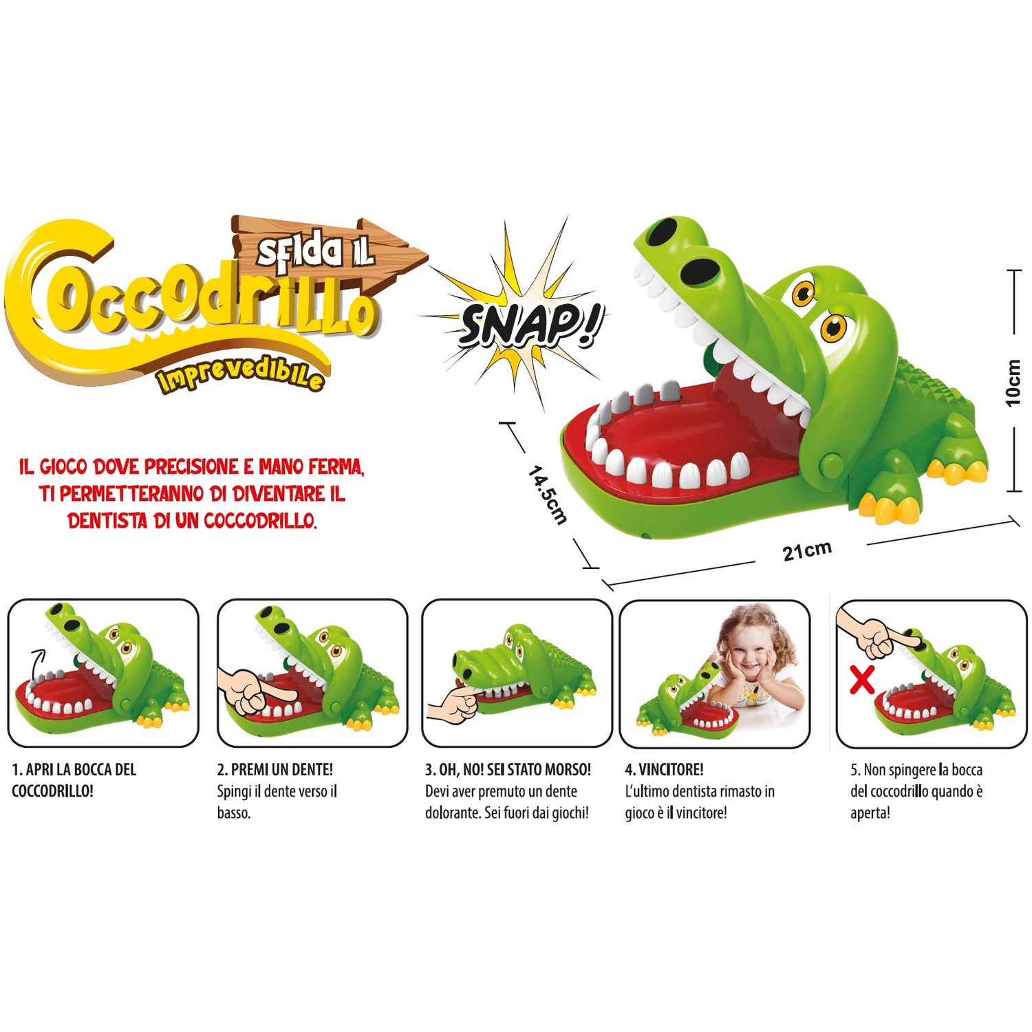 TU GIOCHI - Sfida il Coccodrillo - Gioco da Tavolo Divertente per Bambini | 3+ Anni