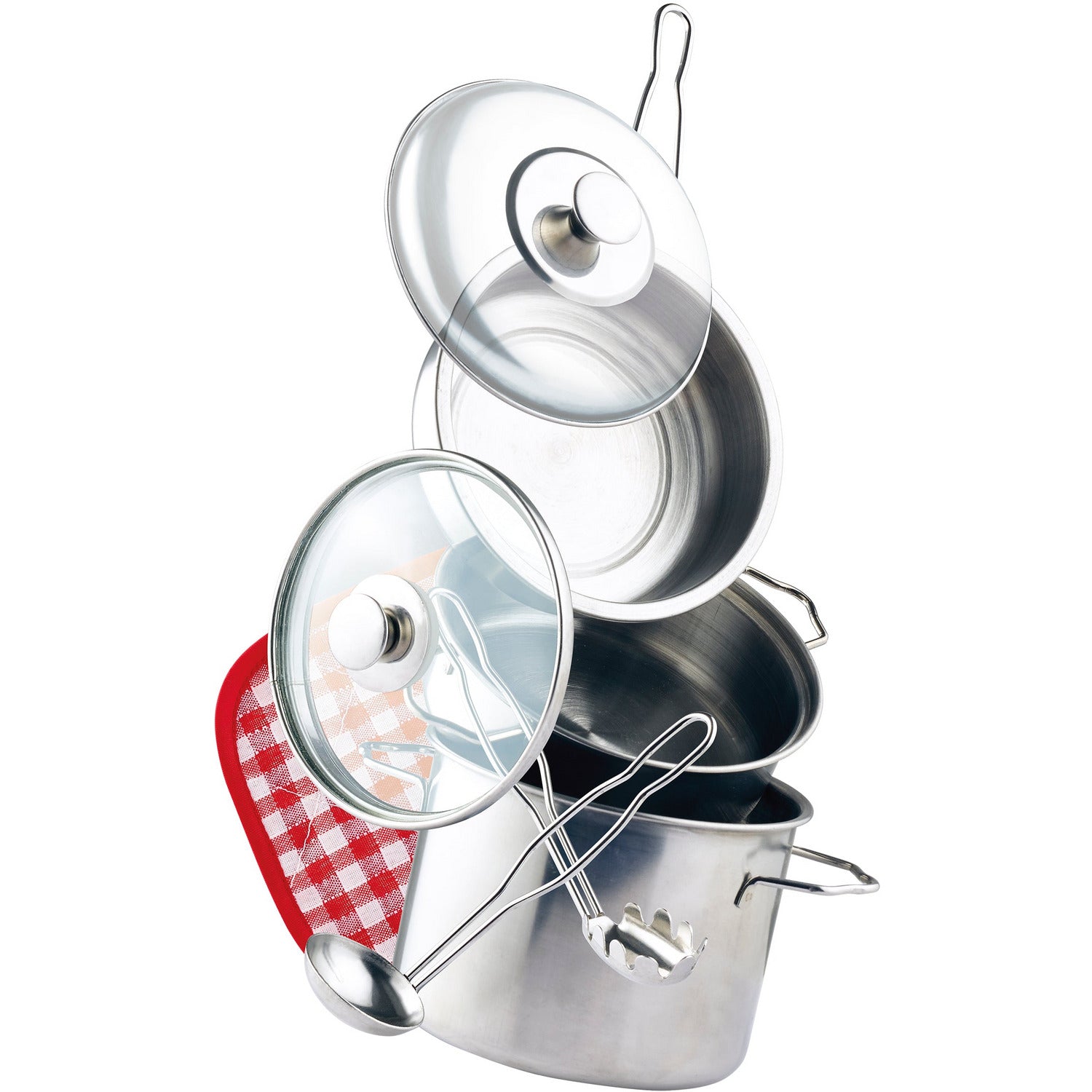 TU GIOCHI - Set Cucina 8 Pezzi in Acciaio per Bambini