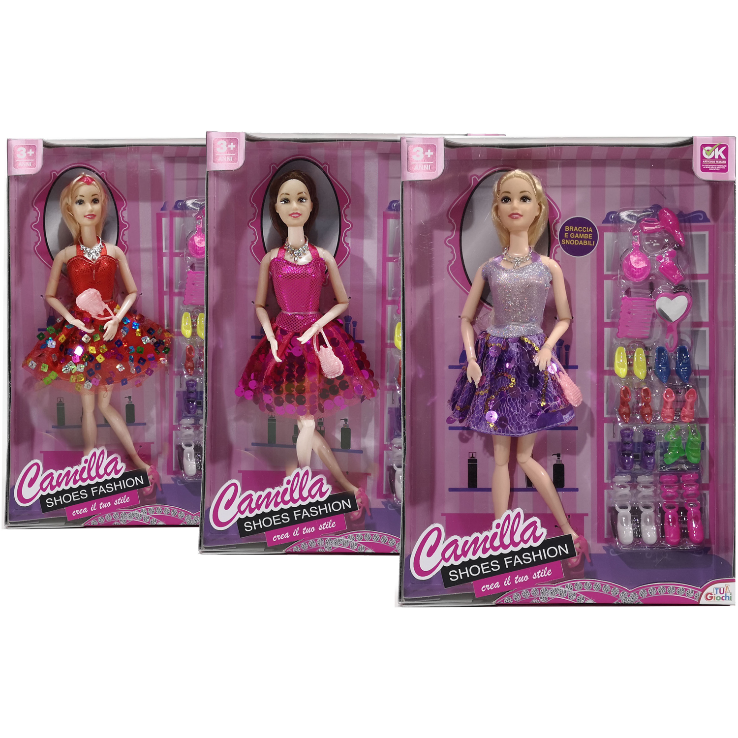 TU GIOCHI - Camilla Shoes Fashion – Bambola con Accessori