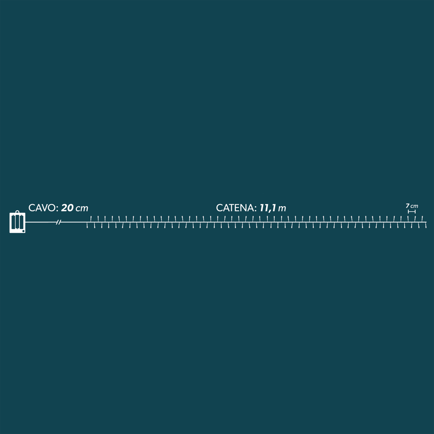 DICTROLUX - Catena Luminosa 160 LED a Batteria Bianco Caldo 11,1 metri
