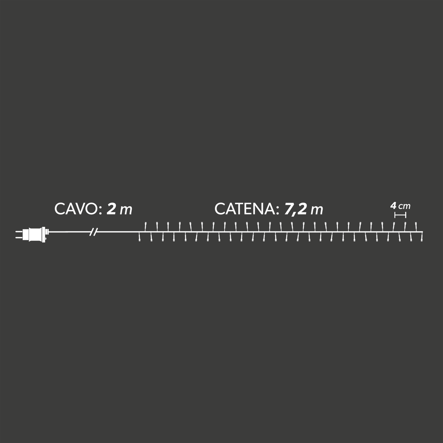 DICTROLUX - Catena Luminosa 180 LED Oro 7,2 metri
