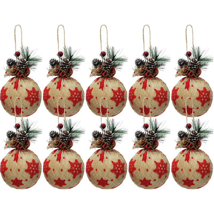 VESTIAMO CASA GRAN NATALE - Palle di Natale con bacche e pigne diametro 6 cm - set 10 pezzi