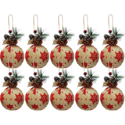VESTIAMO CASA GRAN NATALE - Palle di Natale con bacche e pigne set 10 pezzi diametro 6 cm