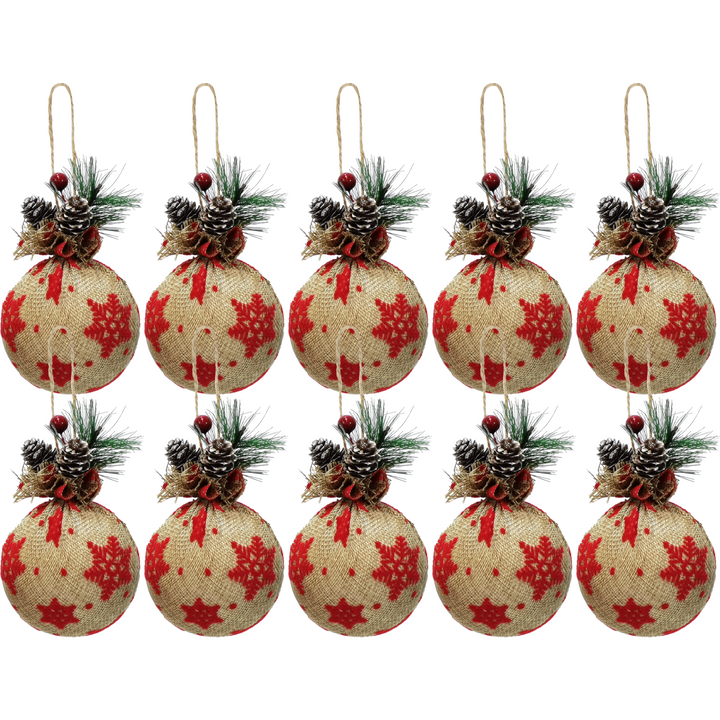 VESTIAMO CASA GRAN NATALE - Palle di Natale con bacche e pigne set 10 pezzi diametro 6 cm