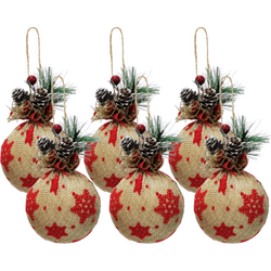 VESTIAMO CASA GRAN NATALE - Palle di Natale con bacche e pigne set 6 pezzi diametro 8 cm