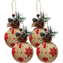 VESTIAMO CASA GRAN NATALE - Palle di Natale con bacche e pigne set 4 pezzi diametro 10 cm