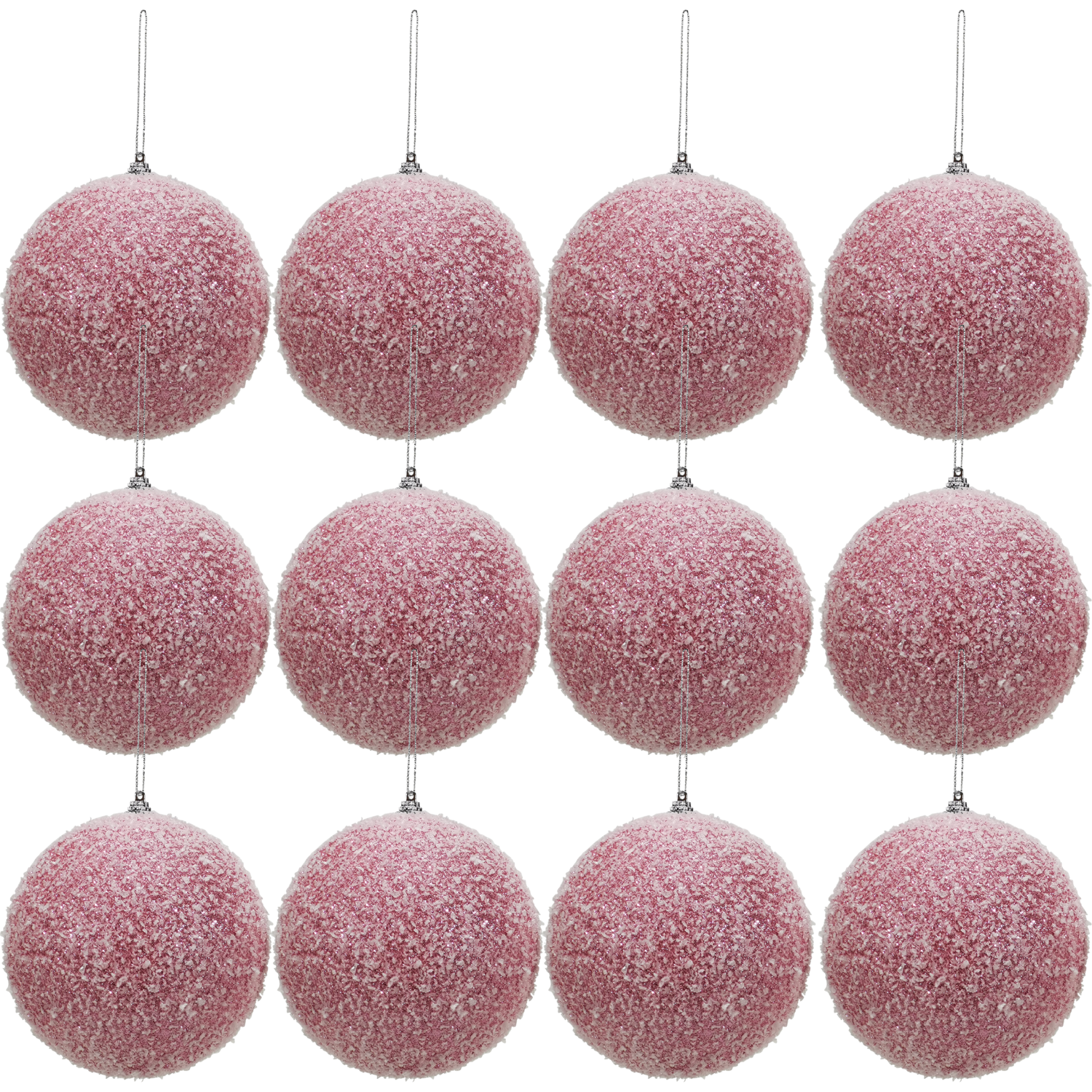 VESTIAMO CASA GRAN NATALE - Palle di Natale Rosa Glitterate diametro 6 cm - set 12 pezzi