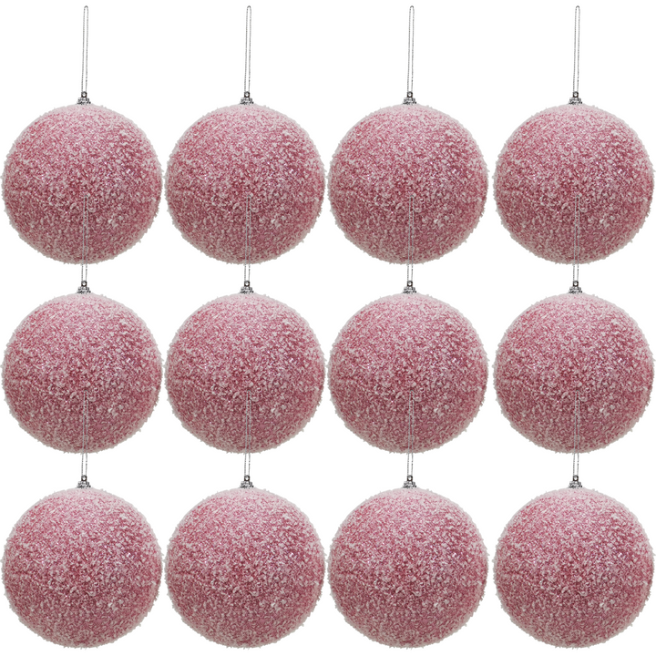 VESTIAMO CASA GRAN NATALE - Palle di Natale Rosa Glitterate diametro 6 cm - set 12 pezzi