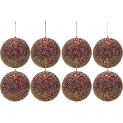 VESTIAMO CASA GRAN NATALE - Palle di Natale con glitter e paillettes Rosso diametro 8 cm - set 8 pezzi