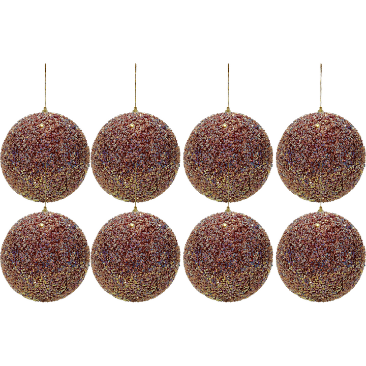 VESTIAMO CASA GRAN NATALE - Palle di Natale con glitter e paillettes Rosso diametro 8 cm - set 8 pezzi