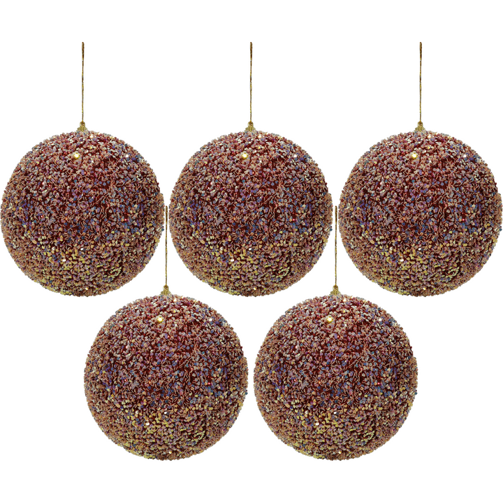 VESTIAMO CASA GRAN NATALE - Palle di Natale con glitter e paillettes Rosso diametro 10 cm - set 5 pezzi