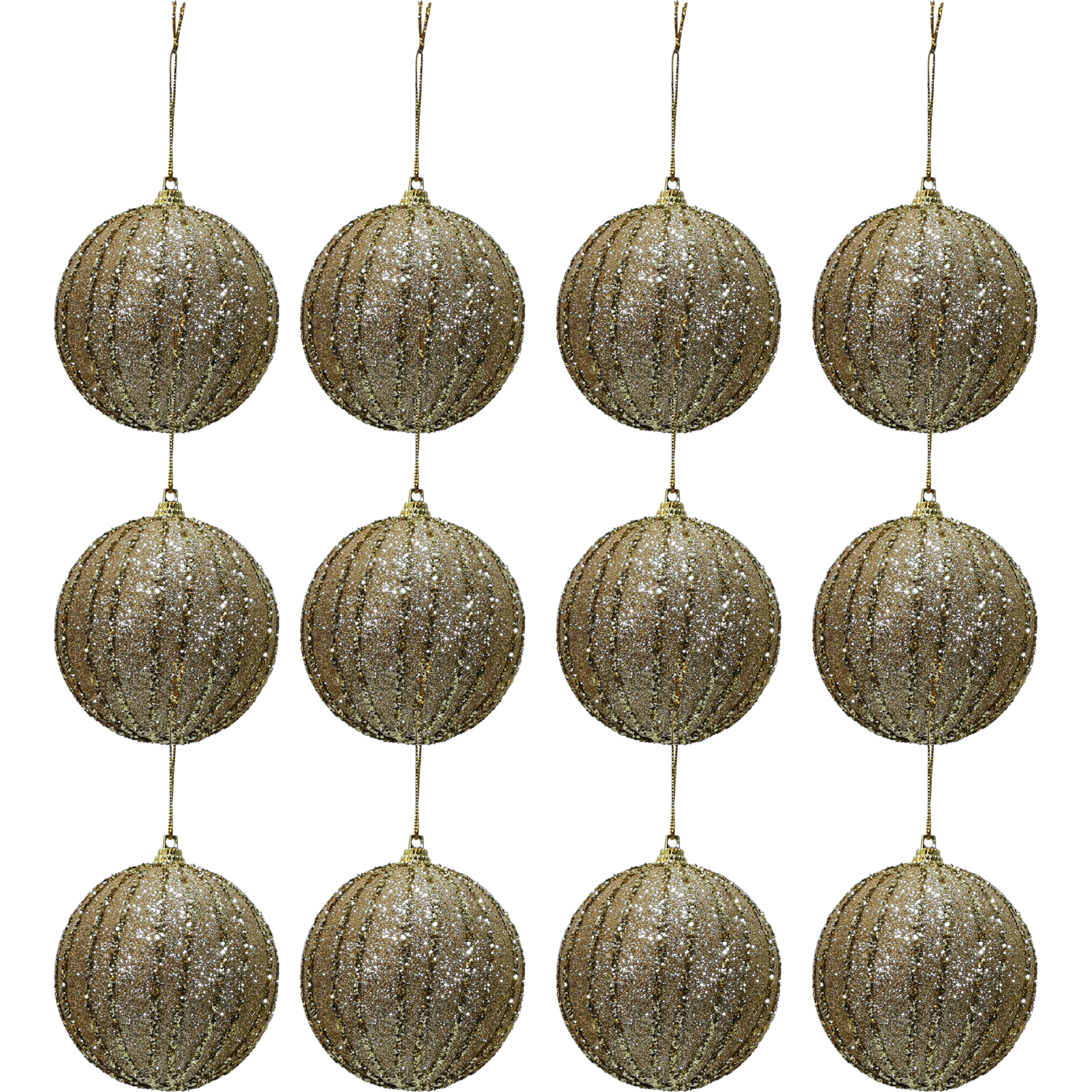 VESTIAMO CASA GRAN NATALE - Palle di Natale con glitter colore oro set 12 pezzi diametro 6 cm