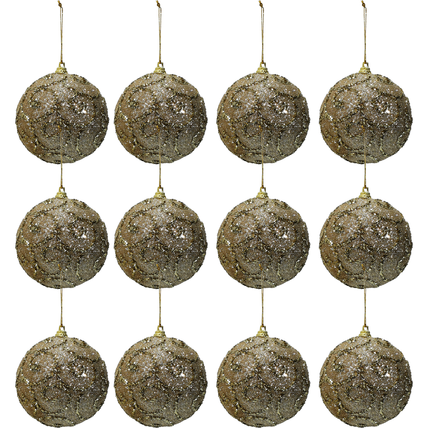 VESTIAMO CASA GRAN NATALE - Palle di Natale con glitter colore oro set 12 pezzi diametro 6 cm