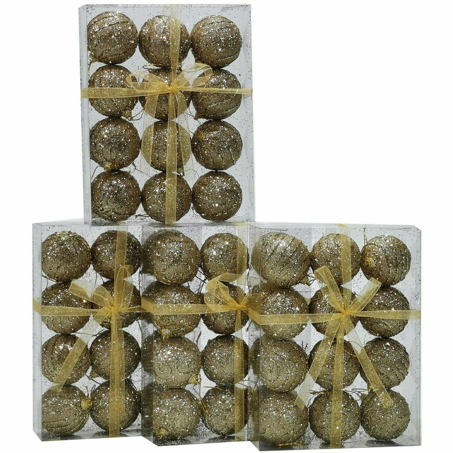 VESTIAMO CASA GRAN NATALE - Palle di Natale con glitter colore oro set 12 pezzi diametro 6 cm