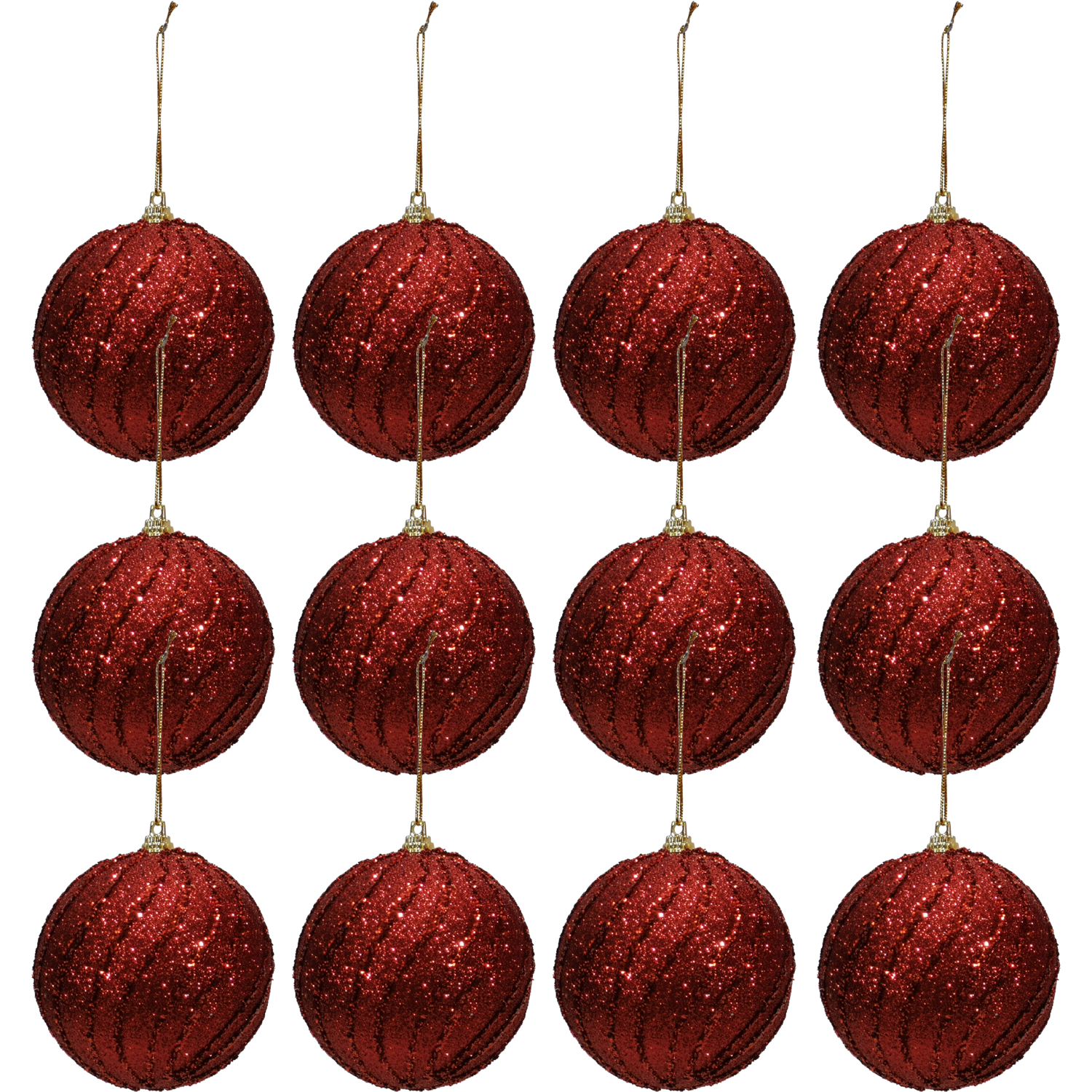 VESTIAMO CASA GRAN NATALE - Palle di Natale con glitter colore rosso set 12 pezzi diametro 6 cm