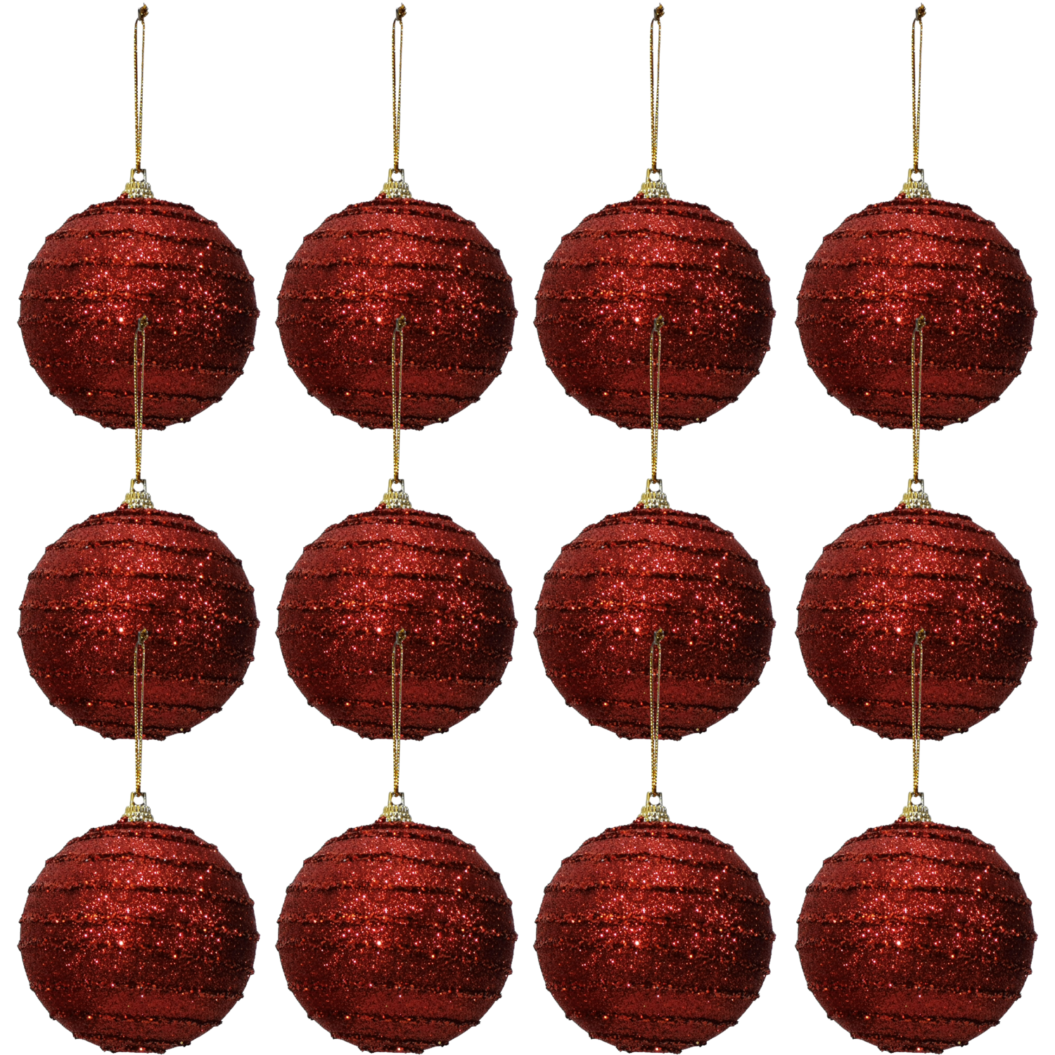 VESTIAMO CASA GRAN NATALE - Palle di Natale con glitter colore rosso set 12 pezzi diametro 6 cm